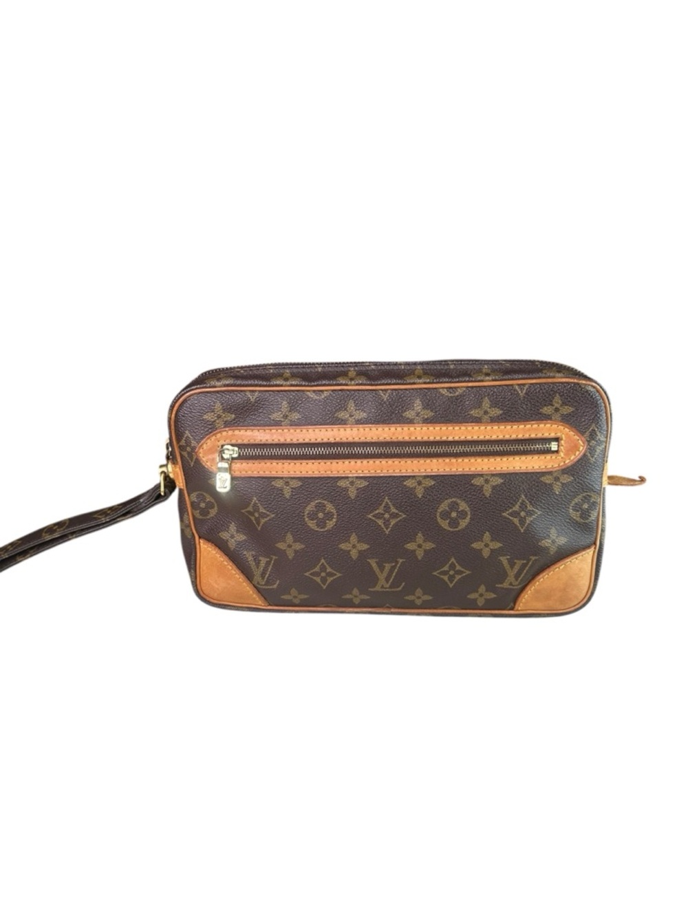 Louis Vuitton Monogram Canvas Toiletry Pouch in Brown with Tan Trim